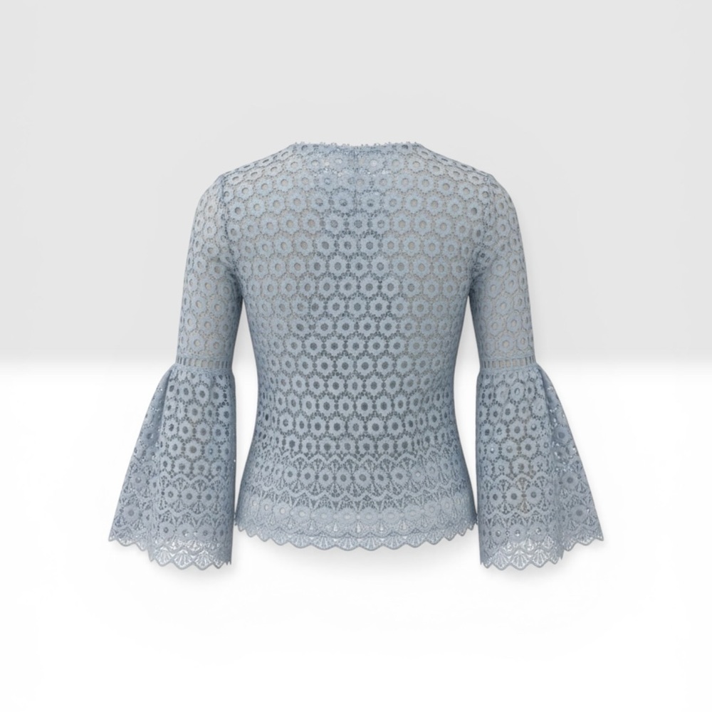 J. Crew Light Blue Lace Bell-Sleeve Top